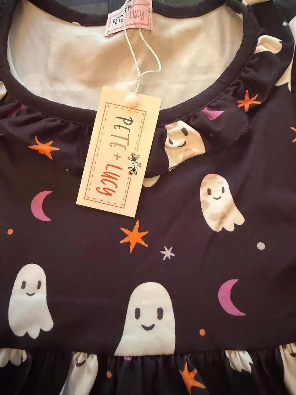 Pete + Lucy Ghost Print Dress and Striped Leggings Set (7/8)